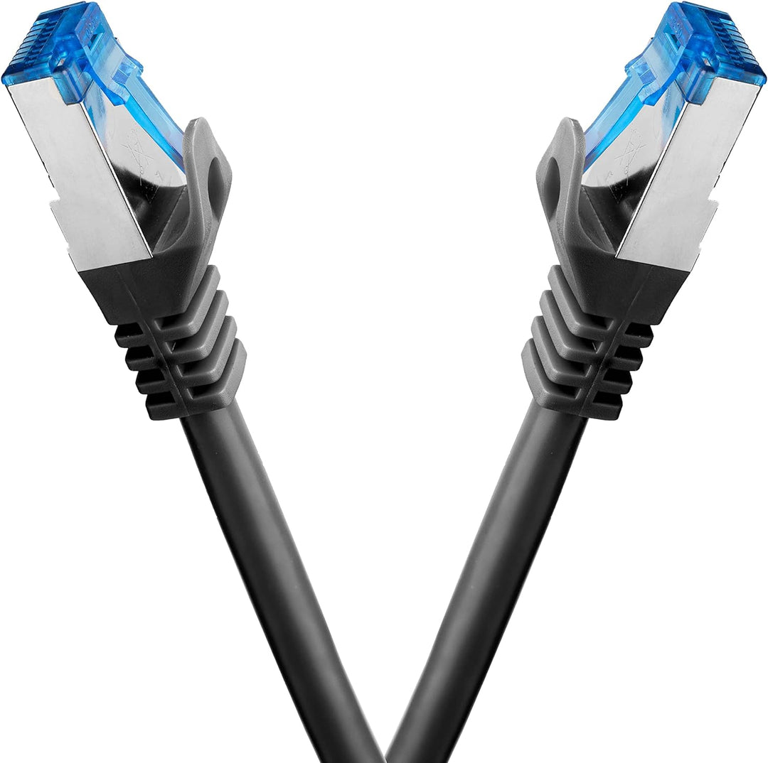 BIGtec - 10 Stück - 15m CAT.7 Gigabit Patchkabel Netzwerkkabel schwarz Kupferkabel Patch Ethernt LAN