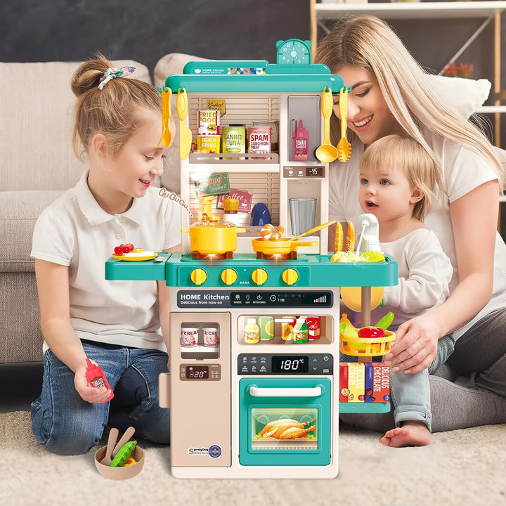 deAO Kinderküche “My Little Chef“ mit Sounds und Licht, Dampf, 50PCS kinderküche zubehör enthalt Ges