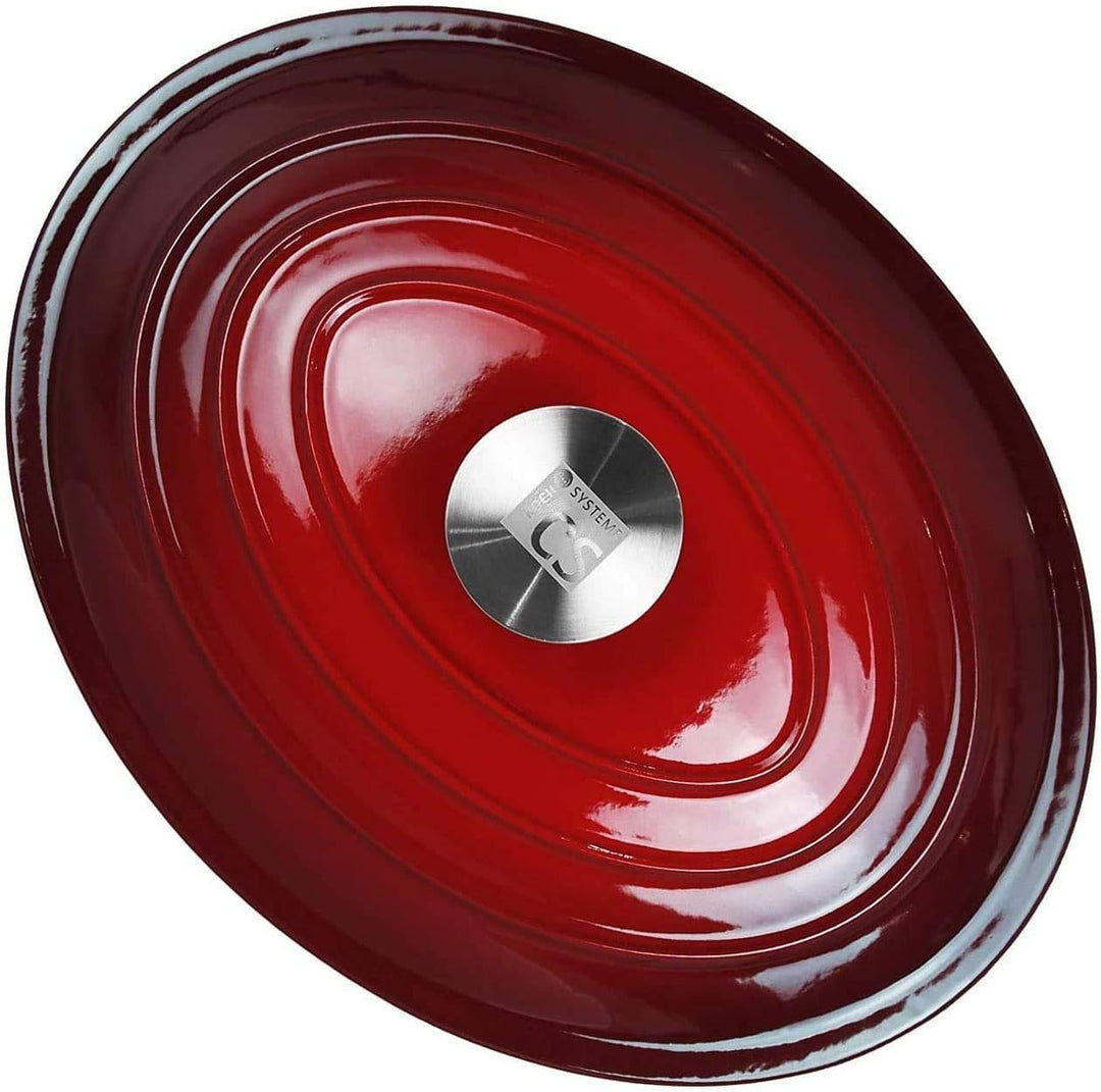 Carl Schmidt Sohn Bräter Xanten Gusseisen Rot Oval mit Deckel, Masse: 27,5cm x 21cm, 070052
