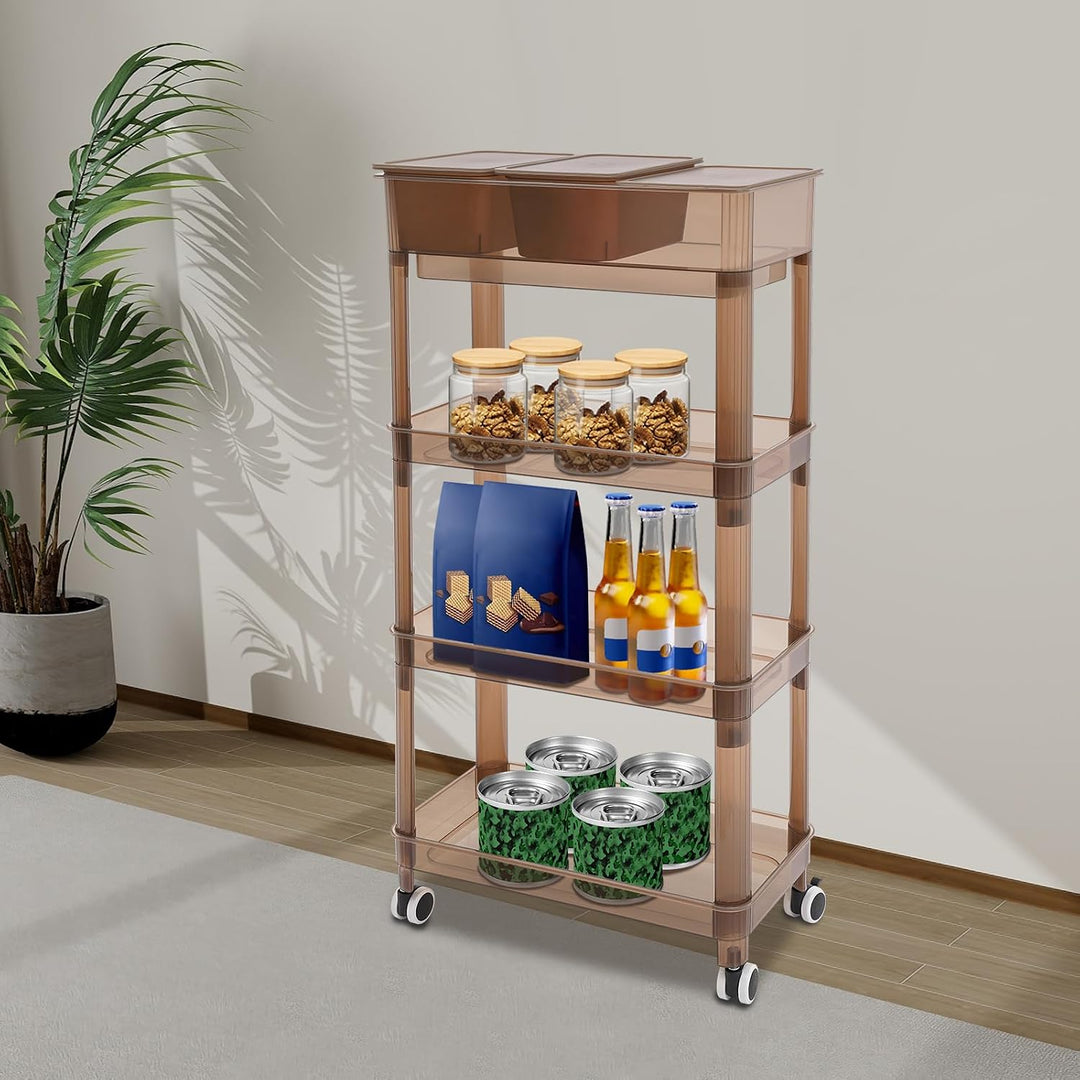 Aufbewahrungswagen, 4-stufig, 45x23.5x91 cm, PP, mit Rollen, für Küche