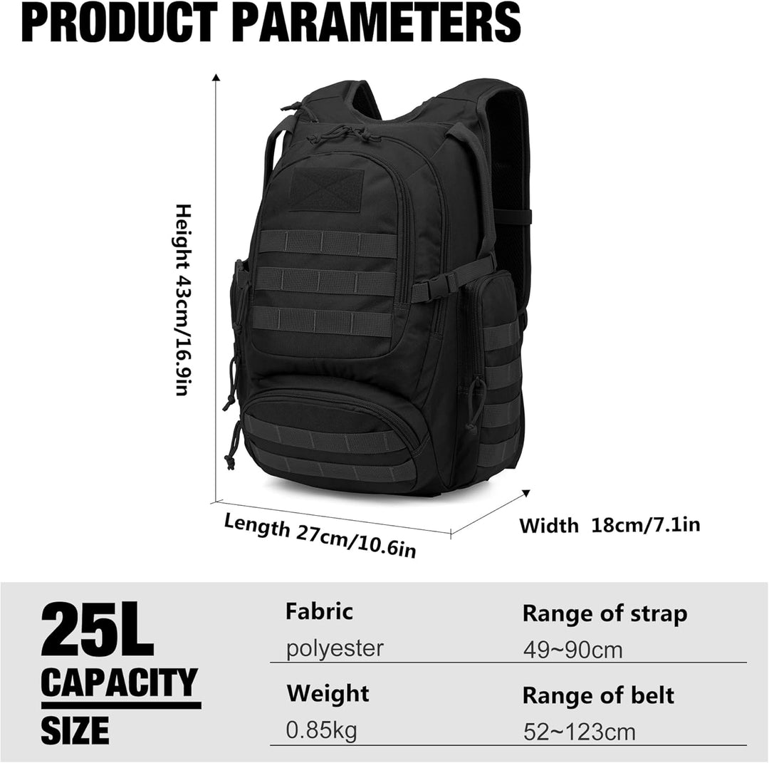 Mardingtop Taktischer Rucksack 25L Herren Militär Wander Trekking Schultasche Bundeswehr Survival Fa