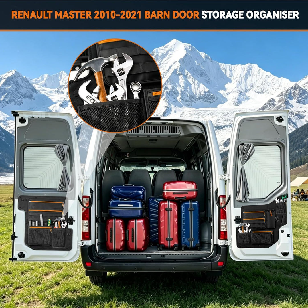 2PCS Scheunentür Lagerorganisator für Renault Master Opel Movano 2010-2021 | Stauraumsparer Scheunen