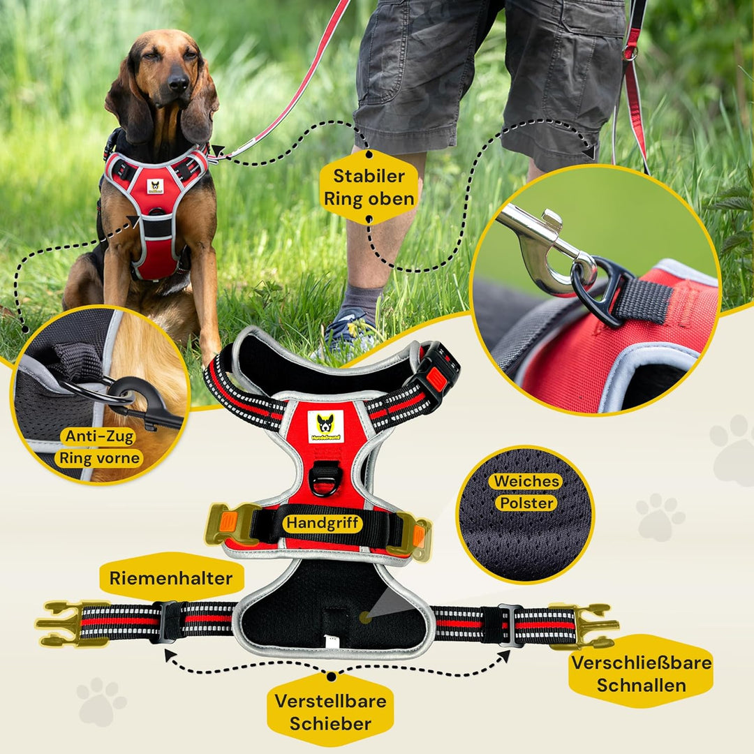 Hundefreund Hundegeschirr für Kleine Hunde – Reflektierend, Gepolstert &amp; Verstellbar – Anti-Zug Gesc