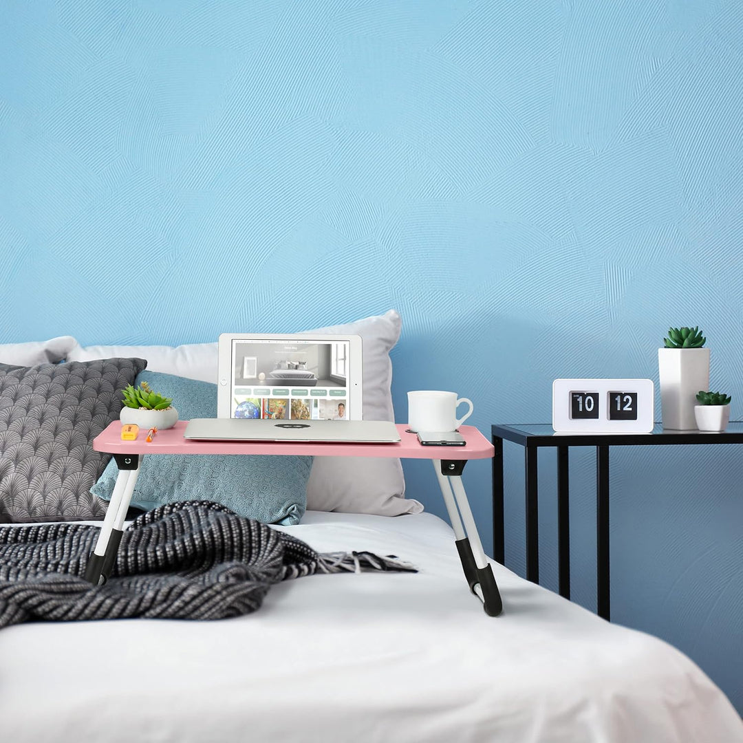 Relaxdays Laptoptisch für Couch, klappbar, Tablethalter, Getränkehalter, Betttisch, HxBxT 26 x 63 x