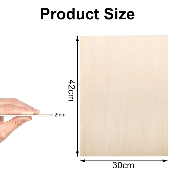 Linde Sperrholz 2mm, A3 42 x 30 cm, Holzplatten für DIY, Laserbearbeitung, Brandmalerei, Modellbau,