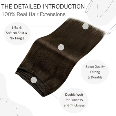 Hetto Tressen Echthaar Extensions Dunkelbraun Tressen Extensions Zum Einnähen Tressen Extensions Bra