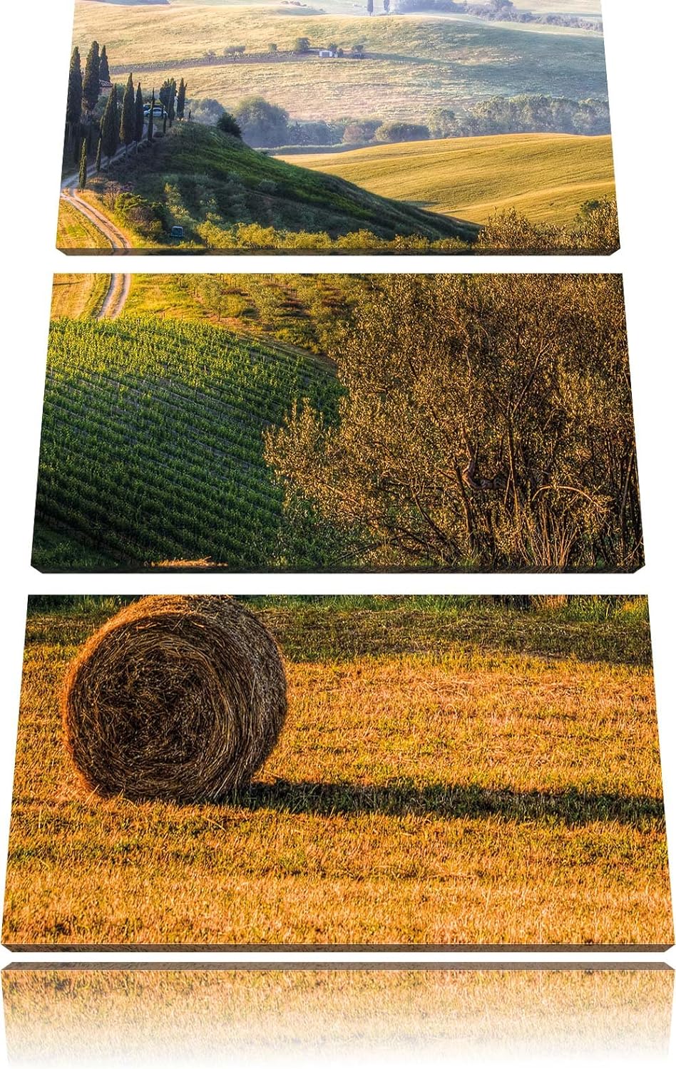 Pixxprint Italienische Toskana Landschaft als Leinwandbild/Grösse: 3 Teilig (120x80 cm) cm/Wandbild/