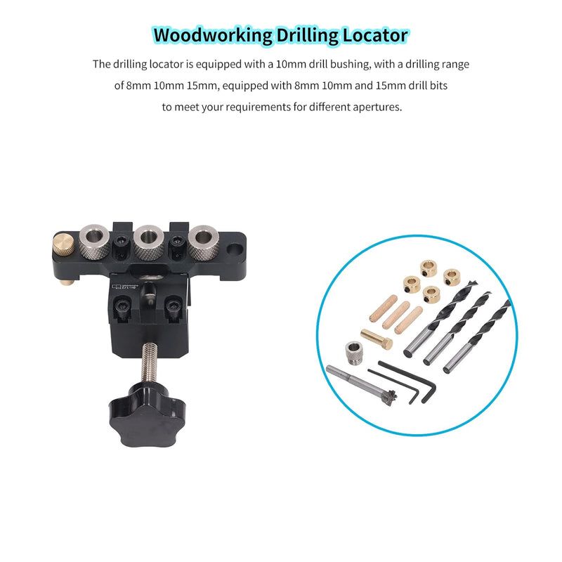 Gugxiom 3-in-1 Doweling Jig Kit, Pocket Hole Jig mit 4 Messing-Lokatoren, Lasergravur und 8/10-mm-St