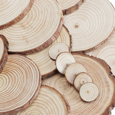 Kurtzy Natürliche Holzscheiben zum Basteln (30 Stk.) 3-16 cm Durchmesser - Holzscheiben Rund mit Rin