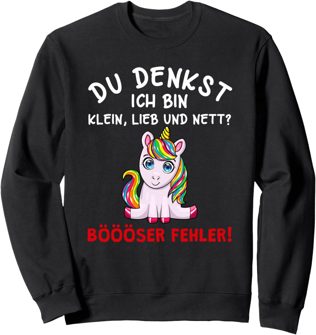 Du Denkst Ich Bin Klein Lieb Und Nett Süsses Lustiges Einhorn Sweatshirt