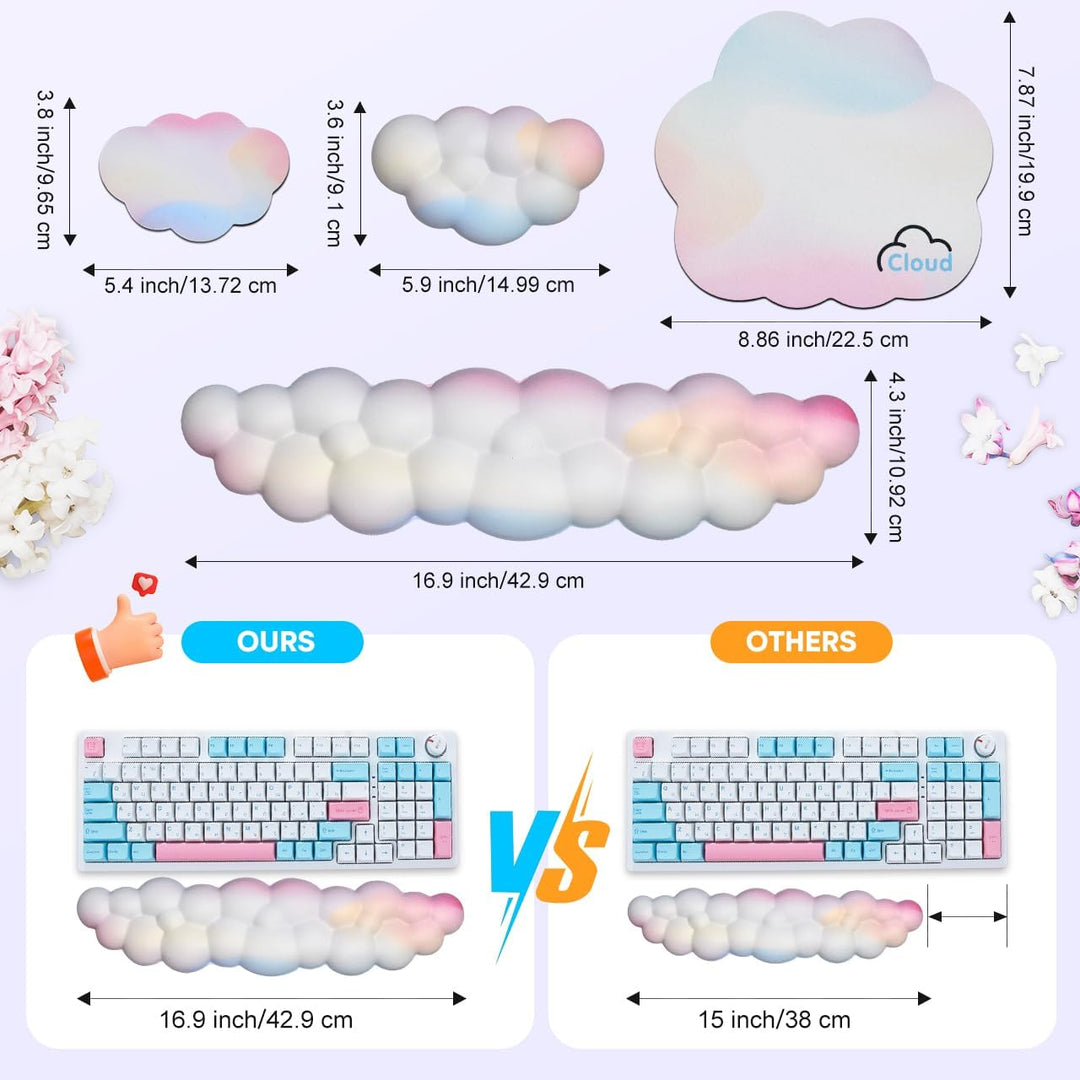 JIKIOU Cloud Handgelenkauflage Tastatur aus Leder mit rutschfester PU-Basis, bequemer Memory-Schaum