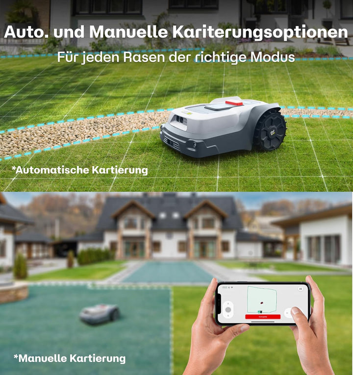 RoboUP T600 Rasenmäher, Mehrzonenverwaltung, EIN-Tasten-Anpassung, kabellose Einrichtung, App-Steuer