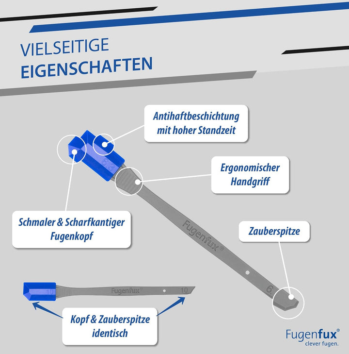 KLASSIK (PLUS) FUGENFUX® 5er Set – Fugenglätter | Fugenabzieher mit Revolutionärer Zauber-Spitze für