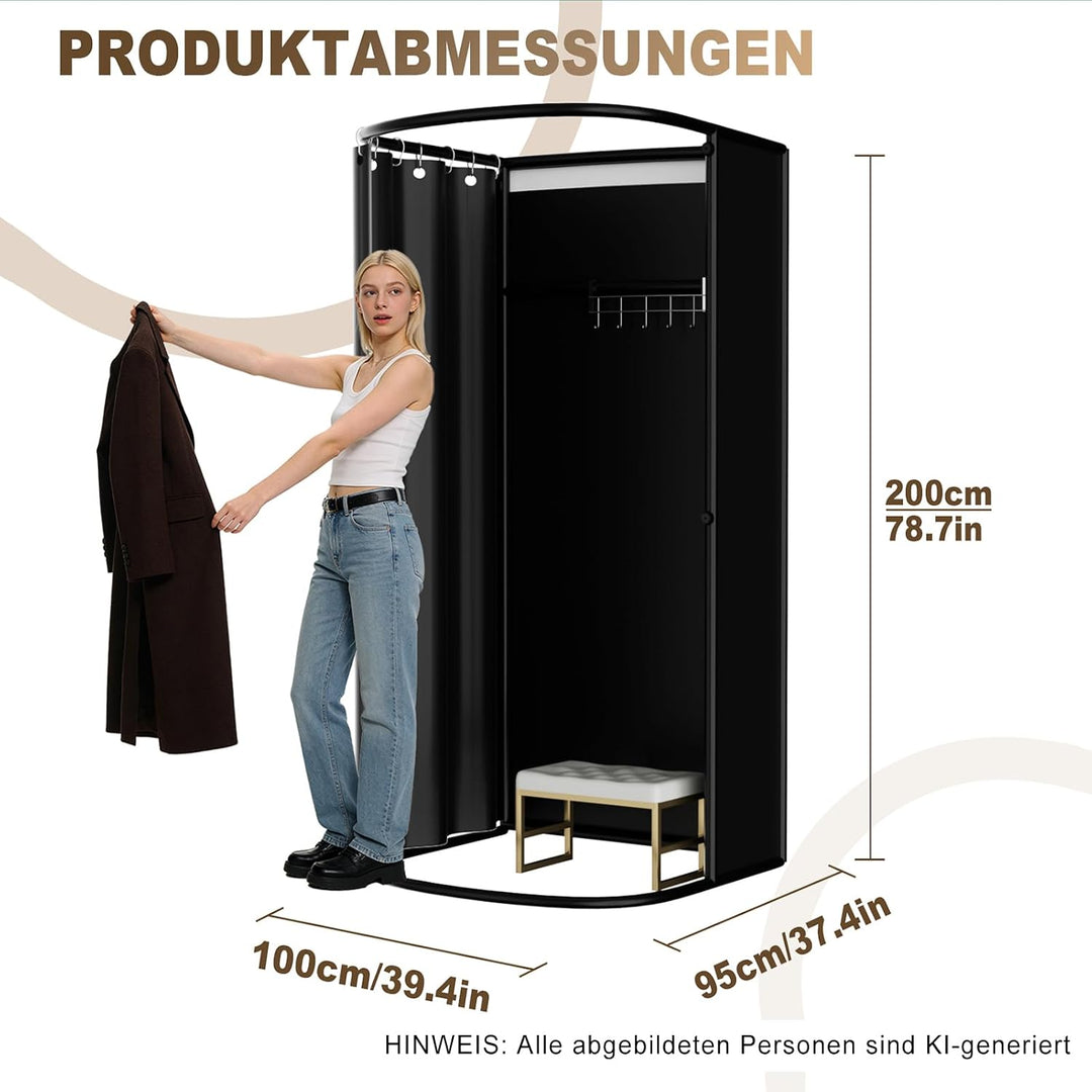 LXSEHN Umkleidekabine Freistehend, U-Typ Bewegung Spur Umkleideraum, Bodenstehende Tragbarer Sichtsc