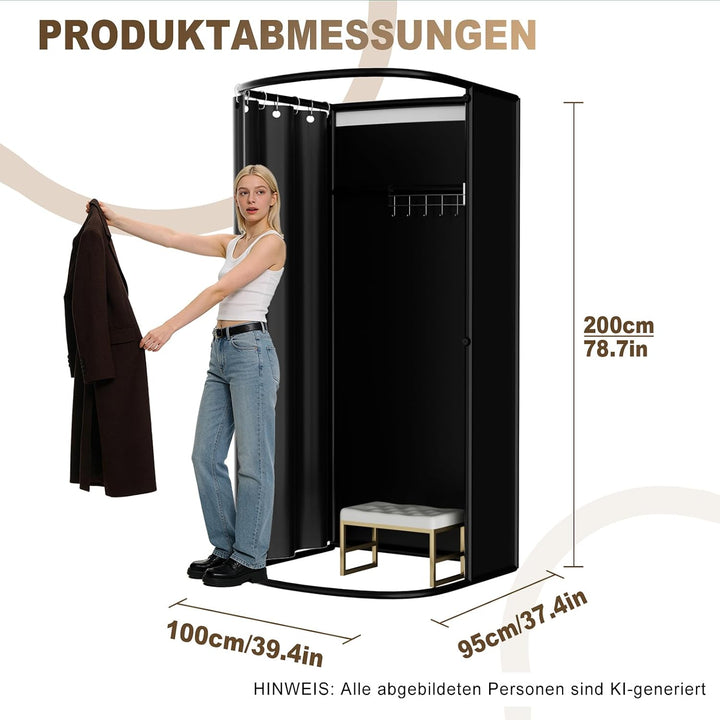 LXSEHN Umkleidekabine Freistehend, U-Typ Bewegung Spur Umkleideraum, Bodenstehende Tragbarer Sichtsc