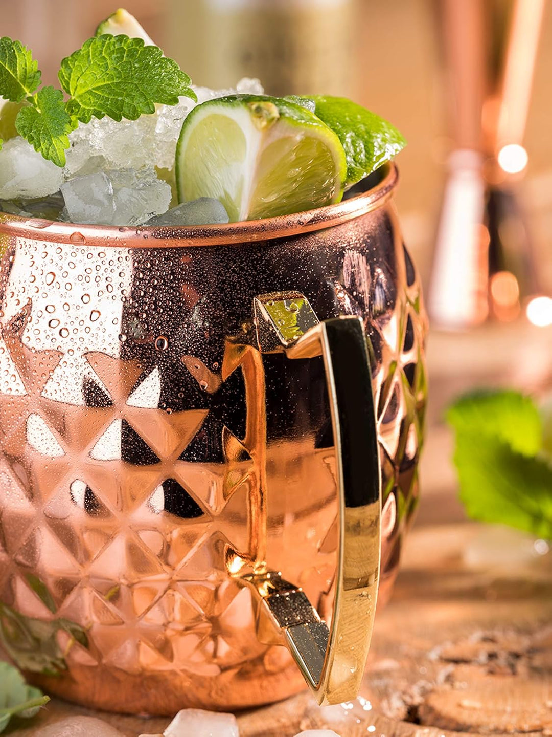 2 Moscow Mule Becher, 500 ml, hochwertige Edelstahl-Becher mit Ananas Struktur, lebensmittelecht, Pi