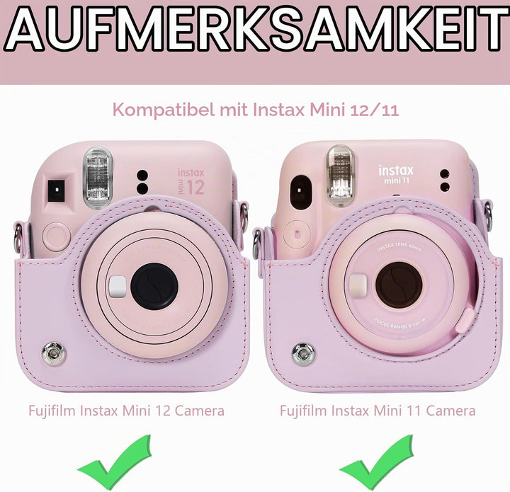 Aenllosi PU Leder Tasche Schutzhülle für Fujifilm Instax Mini 12/Mini 11 Sofortbildkamera Reisetasch
