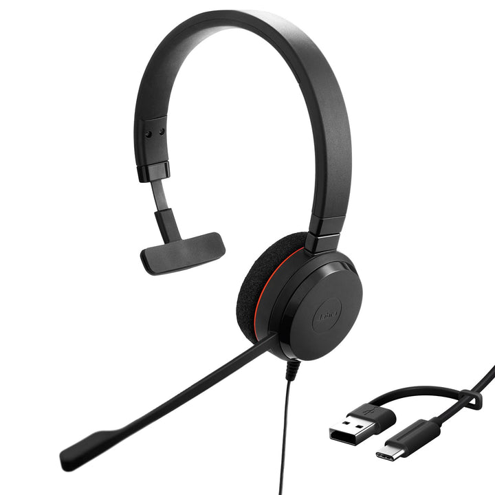 Jabra Evolve 20 Mono Headset - Unified Communication Zertifizierte Kopfhörer für VoIP Softphone mit