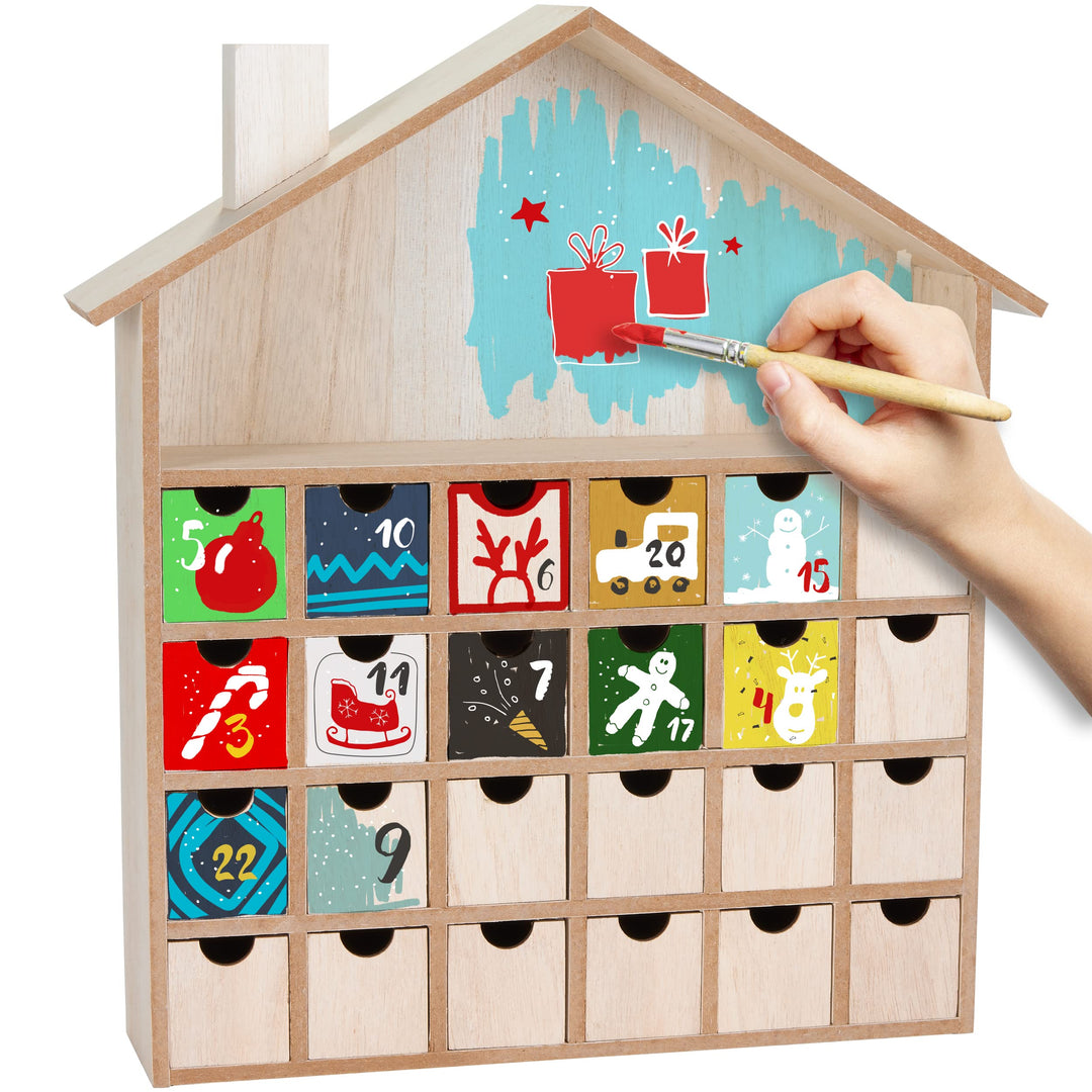 BRUBAKER Adventskalender zum Befüllen mit 24 Schubladen - Wiederverwendbarer DIY Weihnachtskalender