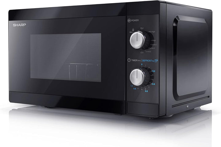 Sharp Mikrowelle YC-MG01E-B mit Grill 20L, 800W Mikrowellenleistung, 1000W Grill, Manuelle Steuerung