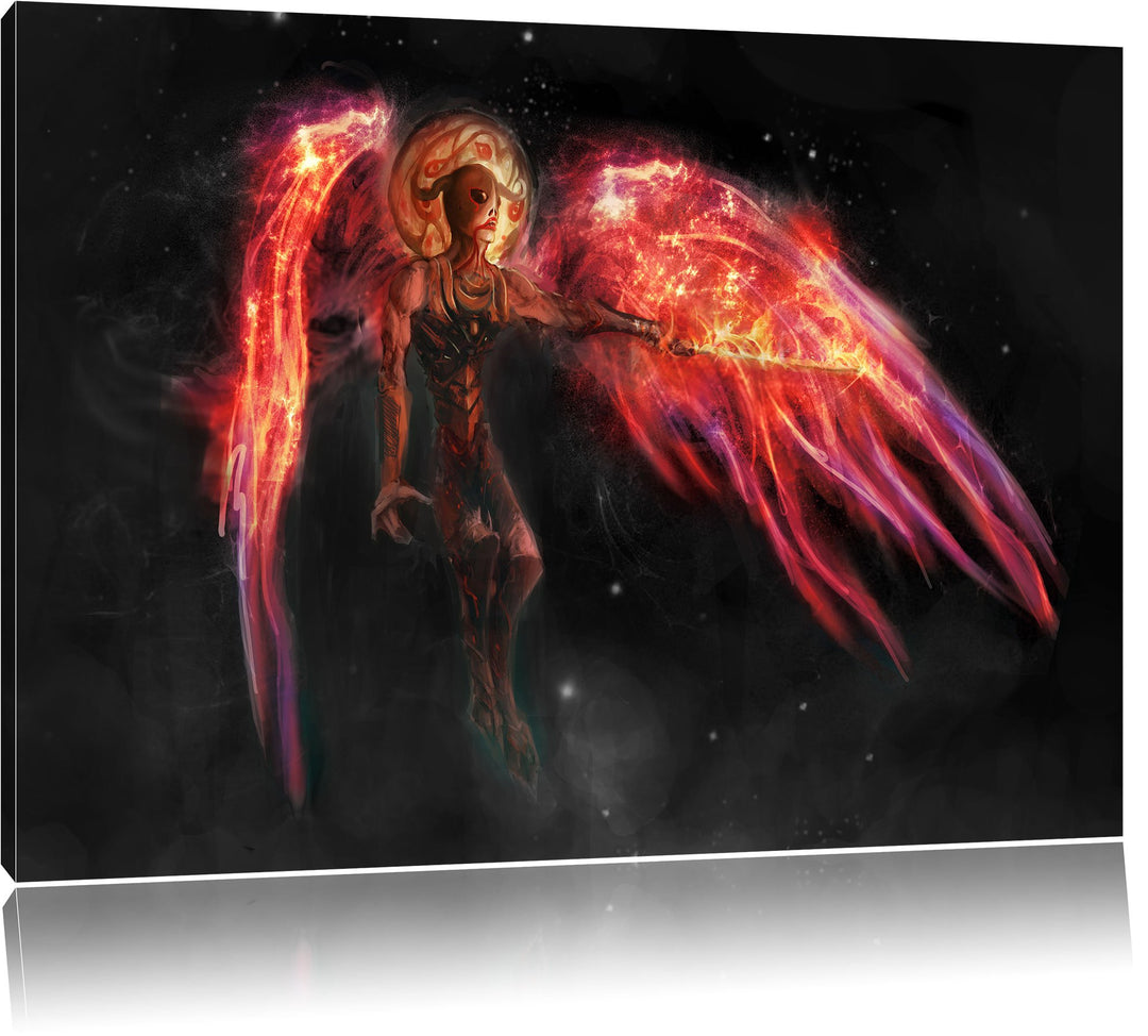Pixxprint Alien Teufel im Weltraum als Leinwandbild/Grösse: 100x70 cm/Wandbild/Kunstdruck/fertig bes