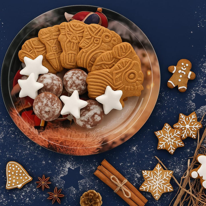 Weihnachtsteller aus Metall - 4 Stück - Weihnachts- oder Nikolaus-Teller mit verschiedenen Motiven f