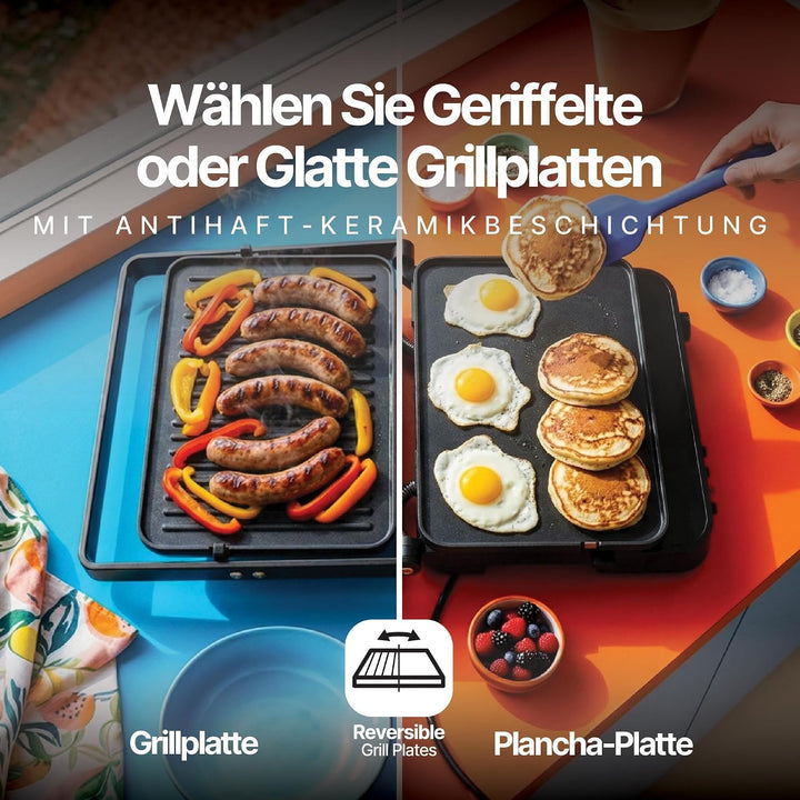 Seeger MultiGrill XL, 3-in-1 Kontaktgrill, 80°C-230°C