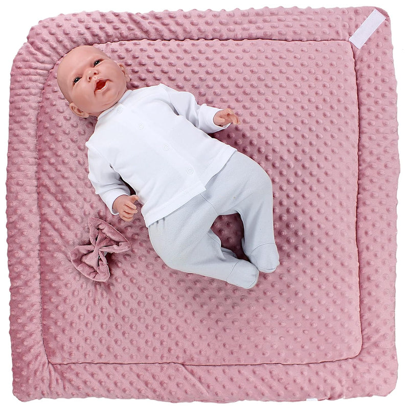 TupTam Baby Winter Einschlagdecke Warm kuschelig Wattiert Minky , Farbe: Rehlein Grau / Rosa, Grösse