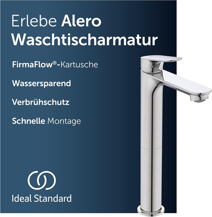 Ideal Standard Alero Waschtischarmatur, Auslaufhöhe 240 mm, wassersparender Wasserhahn Badezimmer, b