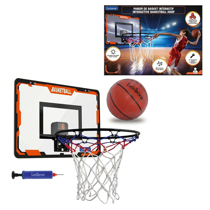 Lexibook, Interaktiver Basketballkorb, Punktezähler, Soundeffekte, Basketball, inkl. Pumpe und Insta