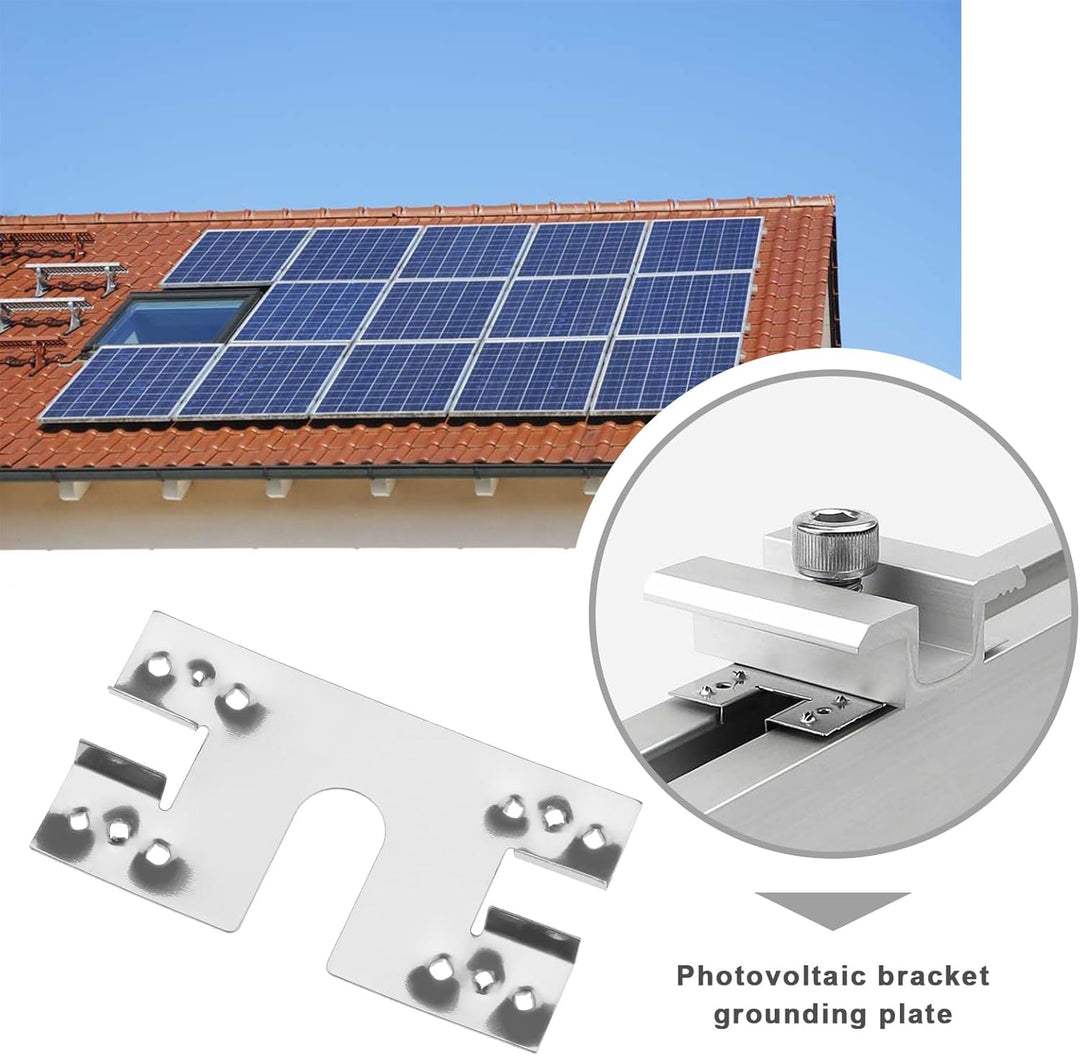 SG Store 100 Stück Solarpanel PV Erdungsleitblech 28 X 50 mm Edelstahl Photovoltaik Erdungsscheibe E