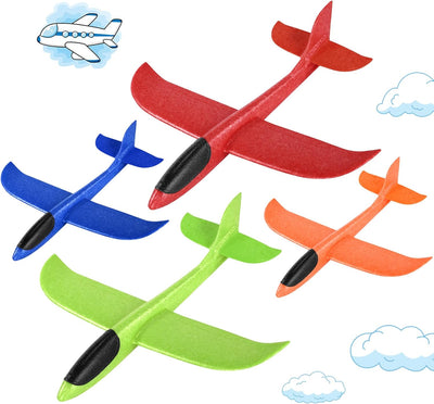 Hoiloie XXL 4 Stücke 44cm Styroporflieger Kinder,Flieger Styropor Flugzeug Styropor Kinder,Wurfgleit