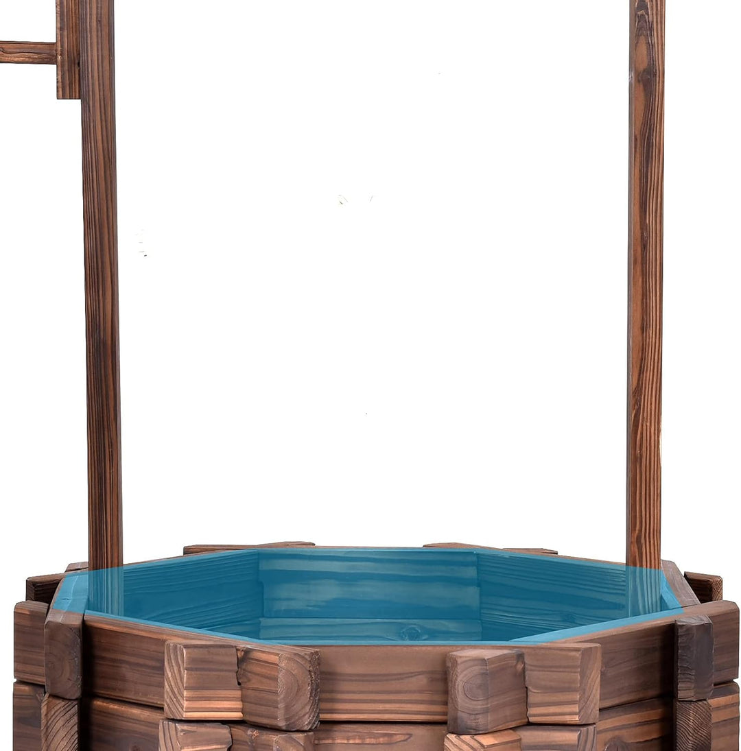 DREAMADE Holzbrunnen mit Dach, Dekobrunnen aus Tannenholz, 115 x 60 x 76 cm, Wunschbrunnen, Gartenbr