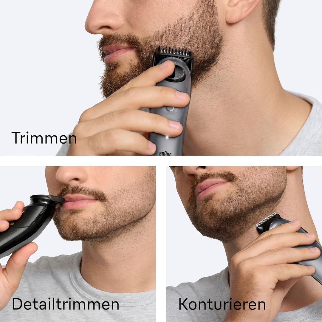 Braun Barttrimmer Series 5, Elektrischer Bartschneider Herren mit 5 Zubehörteile, Ultrascharfe Kling