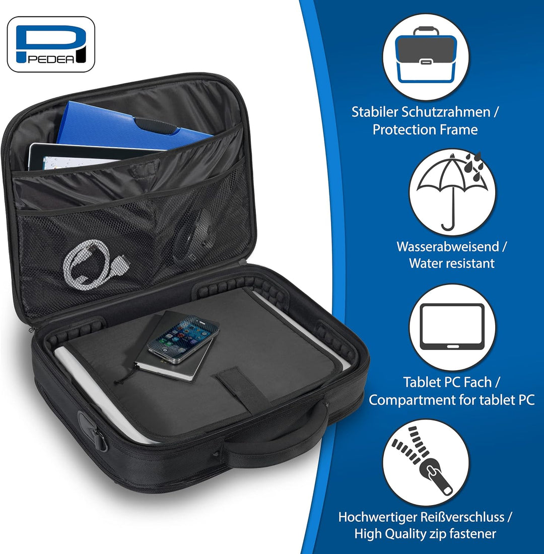 PEDEA Laptoptasche "Premium" Umhängetasche Notebook-Tasche 17,3 Zoll (43,9cm) inkl. Schnurloser Maus