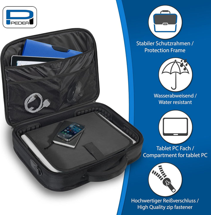 PEDEA Laptoptasche "Premium" Umhängetasche Notebook-Tasche 15,6 Zoll (39,6cm) inkl. Schnurloser Maus