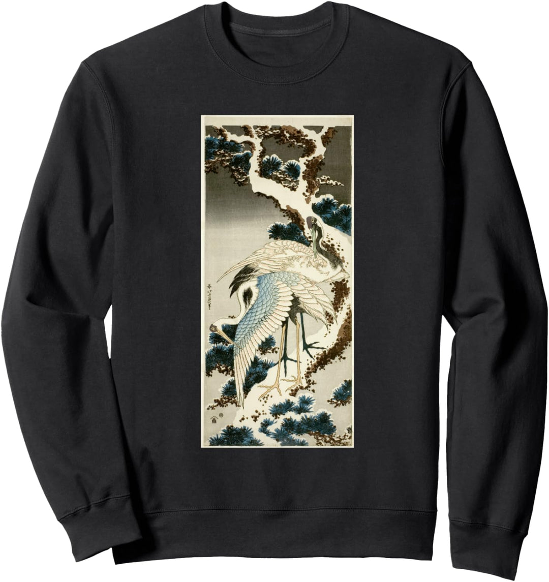 Kraniche auf schneebedeckten Kiefern Katsushika Hokusai Sweatshirt
