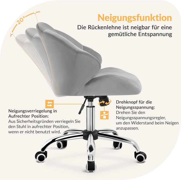 Yaheetech Bürostuhl Ergonomisch Schreibtischstuhl höhenverstellbar Drehstuhl, Bürosessel in Muschelf
