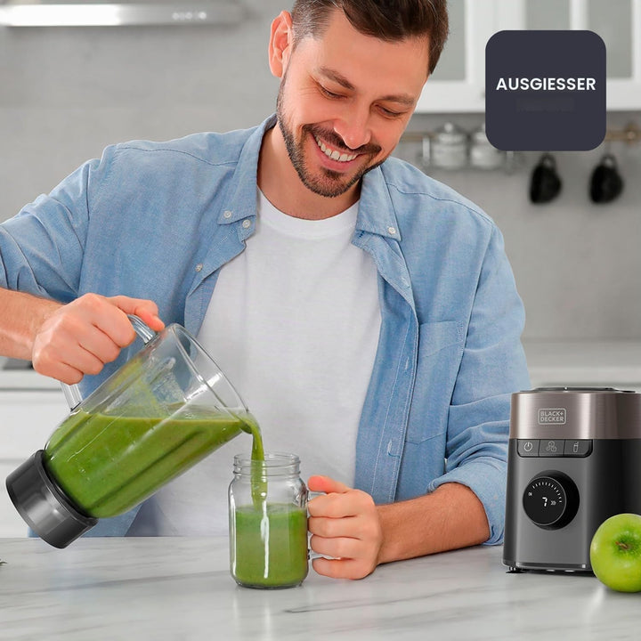 Black+Decker - Standmixer BXJB1201E 2200W | 2,2L Glasbehälter | 8 Geschwindigkeiten | 6 Edelstahlkli