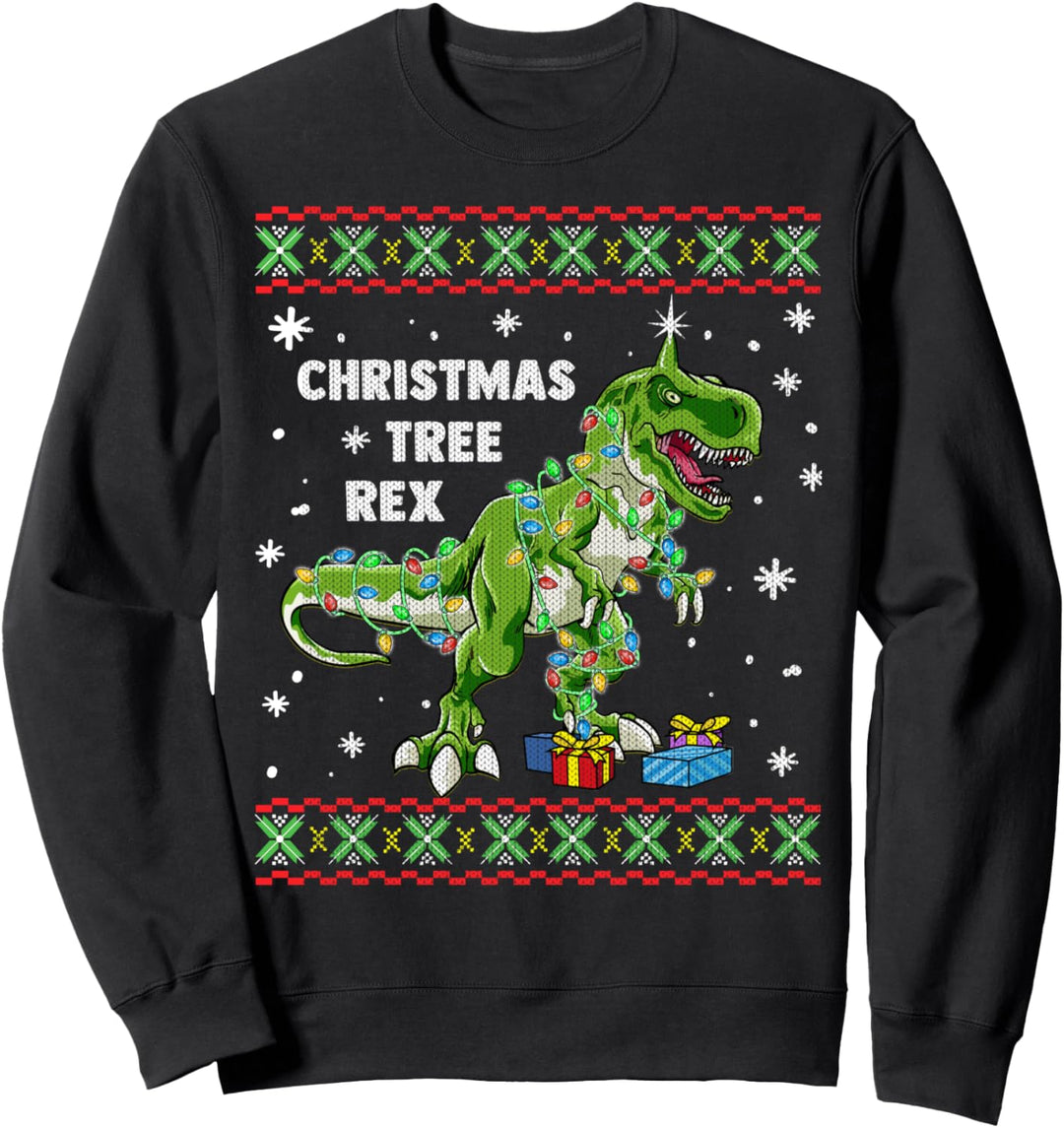 Christmas Tree Rex Dinosaur Ugly Sweater Kid Men Women Sweatshirt