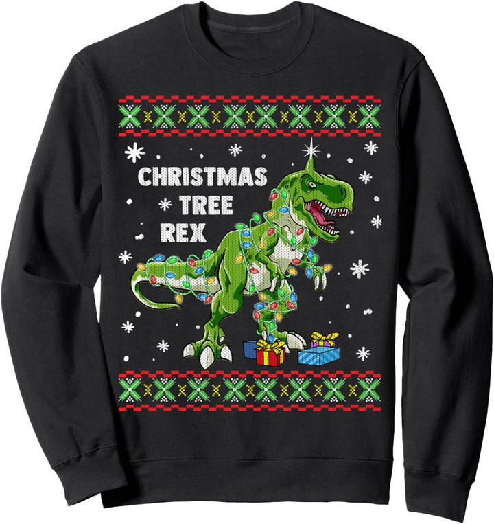 Christmas Tree Rex Dinosaur Ugly Sweater Kid Men Women Sweatshirt