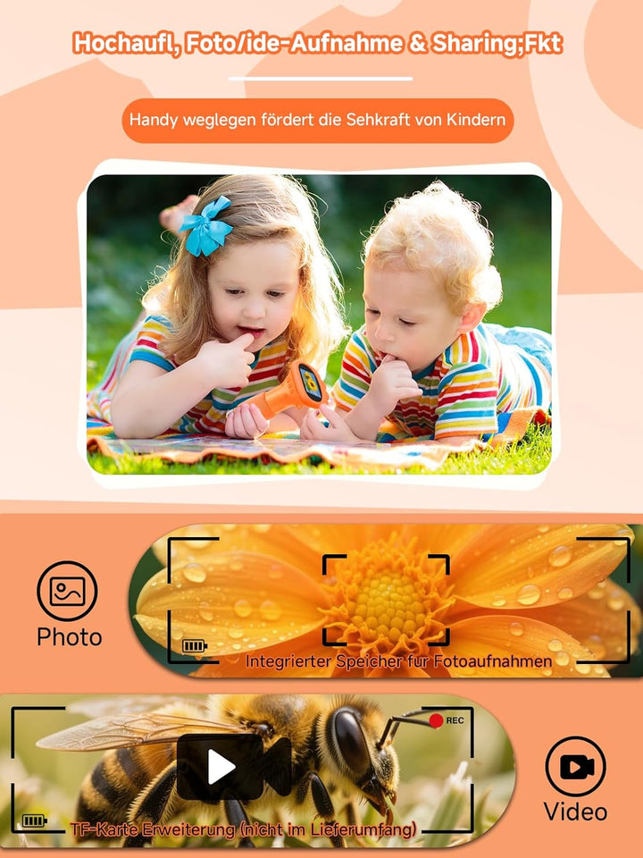 Mikroskop für Kinder, Digitales Mikroskop mit 2,0" IPS-Bildschirm Lupe 200x Vergrösserung, 8 LED Lig