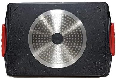 Greblon C3 Grillplatte in Steinoptik, 45 x 27 cm, ohne PFOA, abnehmbare Silikongriffe, alle Herdarte