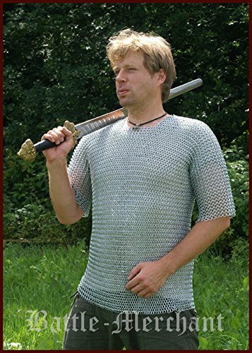 Battle-Merchant Kettenhemd, Kurzarm, verzinkt, L