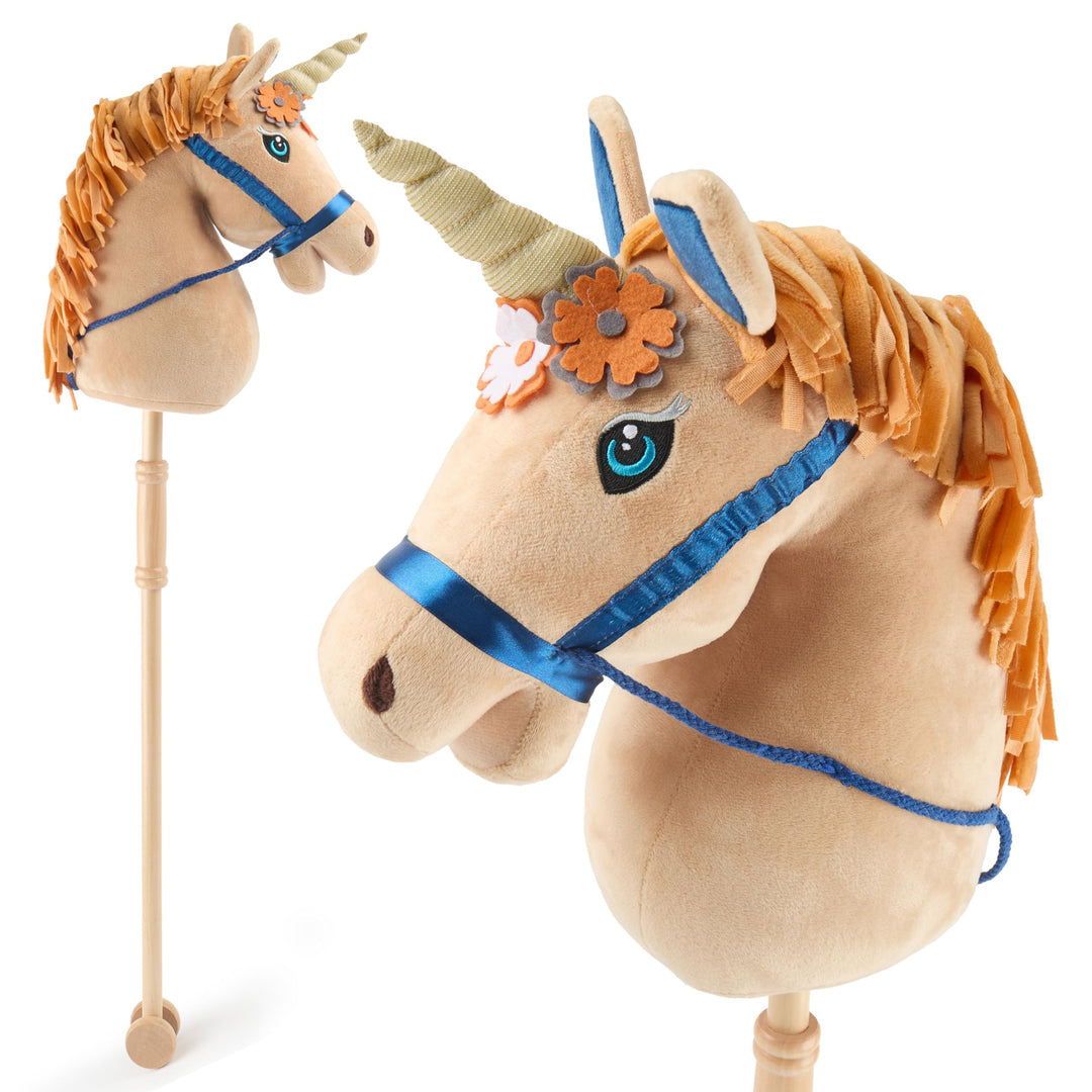 Bieco Steckenpferd Kinder Einhorn Magic | Hobby Horse | Rollen | Holz Stab | Stock Pferde Schöne für