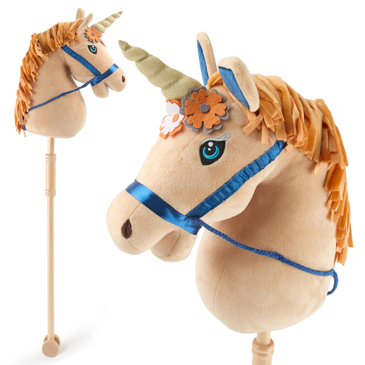 Bieco Steckenpferd Kinder Einhorn Magic | Hobby Horse | Rollen | Holz Stab | Stock Pferde Schöne für