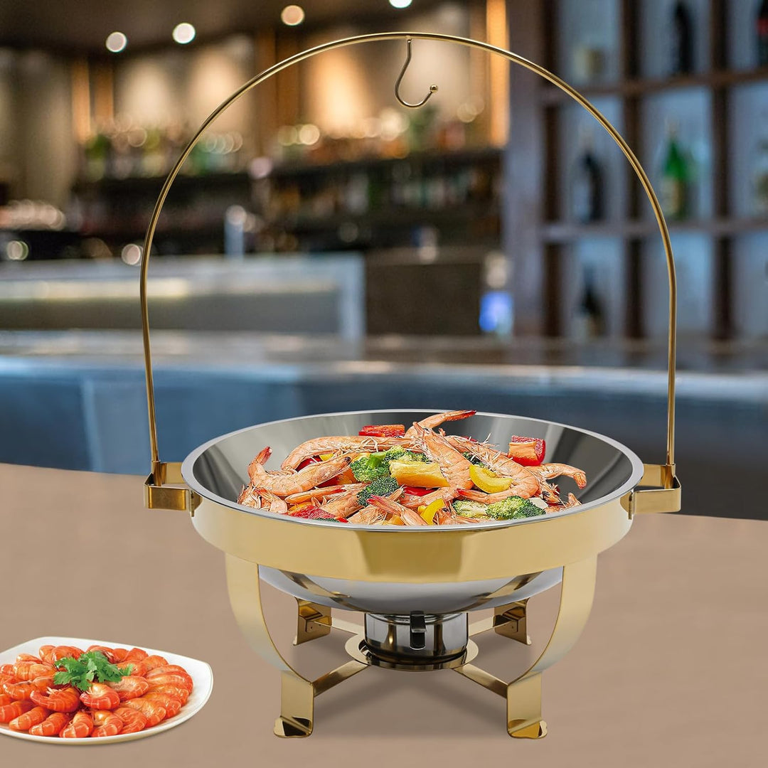 1 Stück Rund Chafing Dish Set 8L Speisenwärmer Edelstahl Buffet Wärmebehälter für Hotels, Cafés, Res