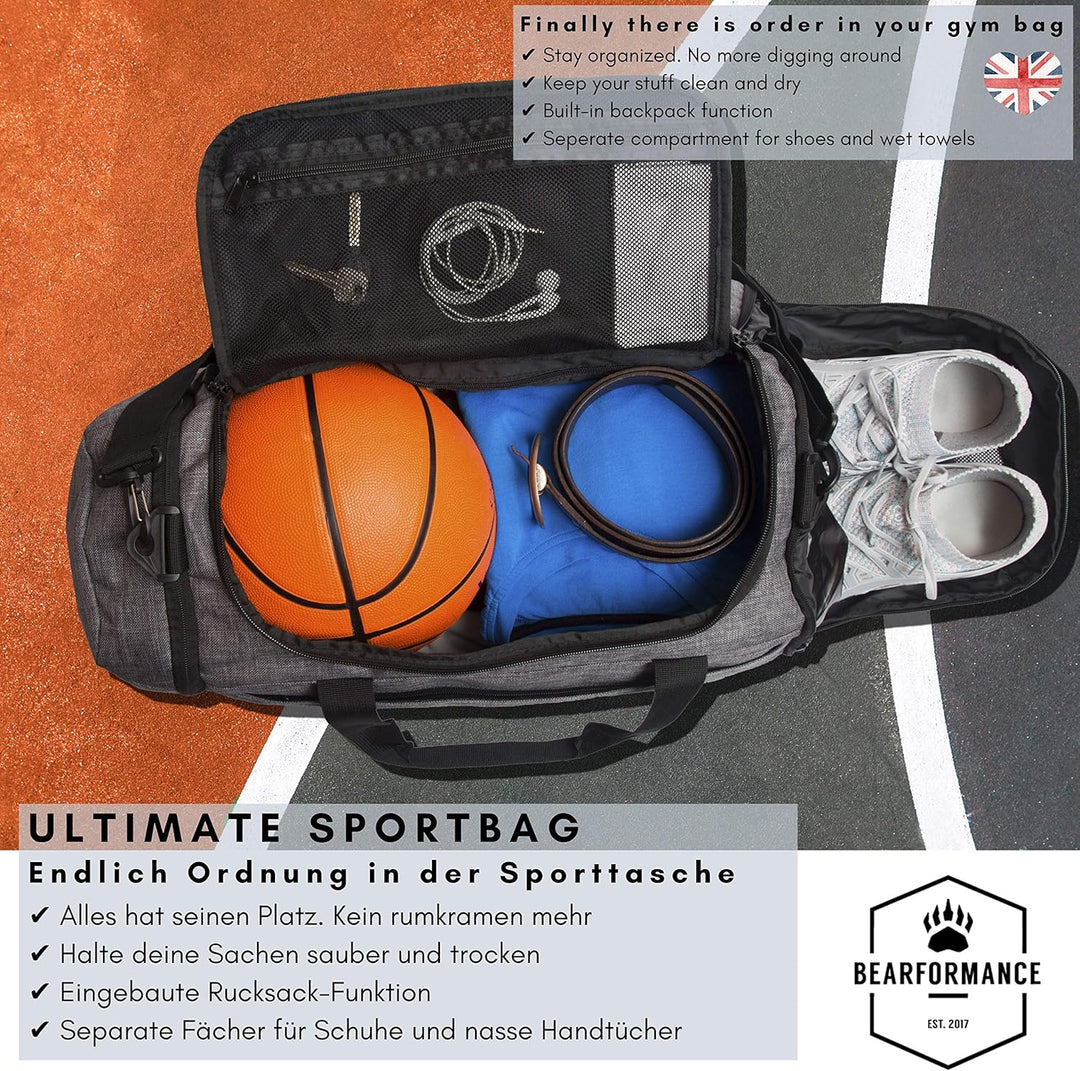 Ultimate Sportbag | nachhaltige Sporttasche mit Schuhfach & Nassfach mit Rucksackfunktion für Herren