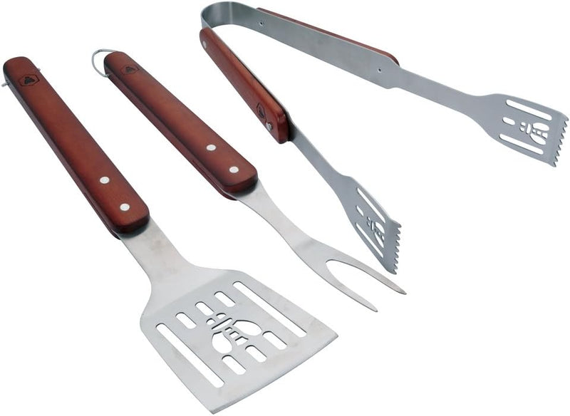 LAGUIOLE - Grillset 3 praktische Utensilien - Spatel - Gabel - Klemme - Edelstahl, Holz - Geschenkbo