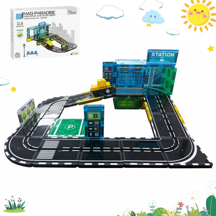 Magnetische Bausteine Spielzeug Set, STEM Montessori Spielzeug, 30 Teile Magnetbausteine für Kinder